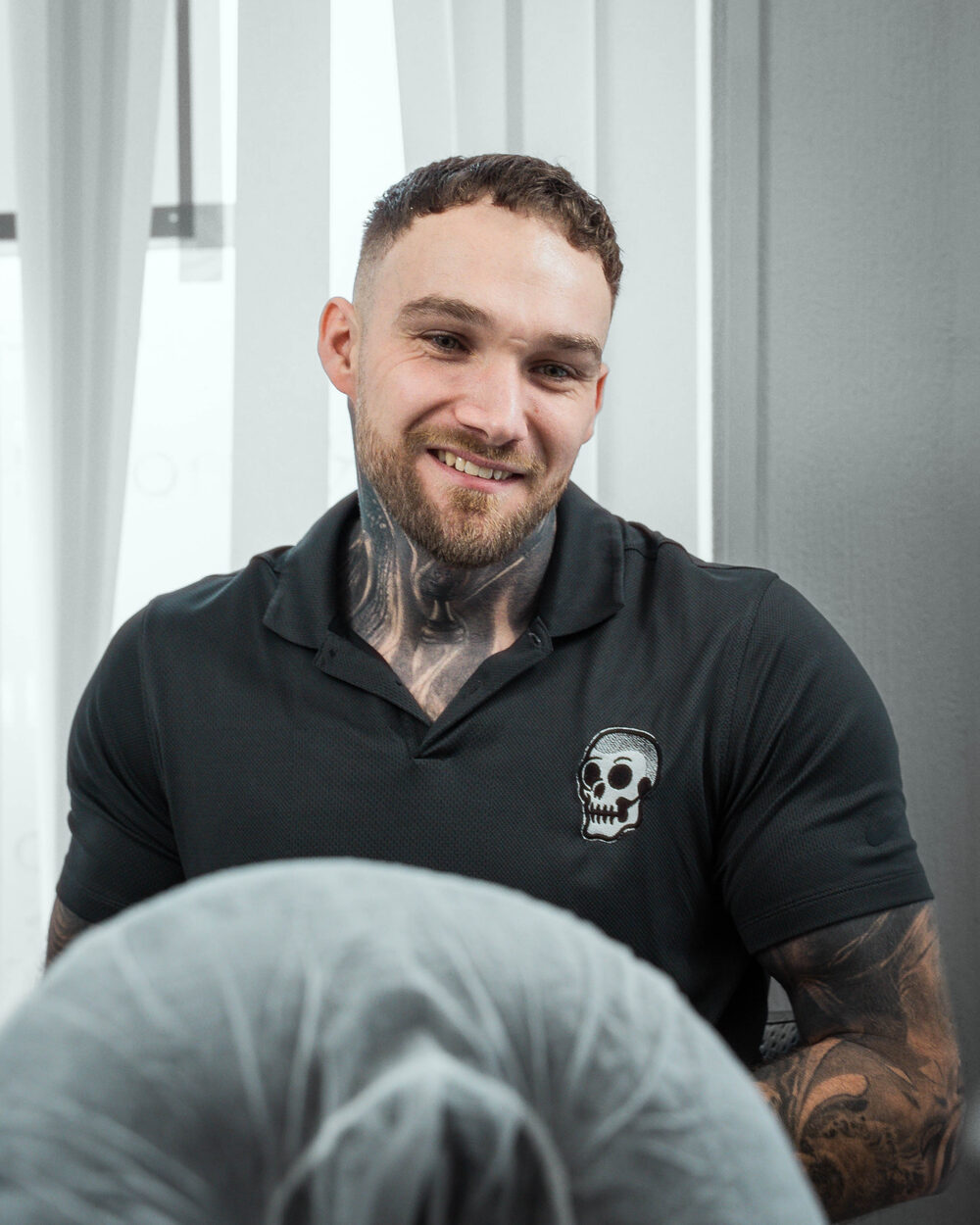 Jack during a scalp micropigmentation session at Sharp SMP